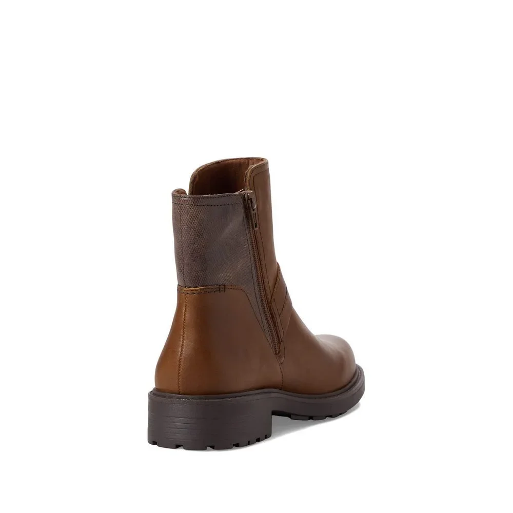 Clarks Women's Opal Rose Ankle Boot, Dark Tan Leather, 10